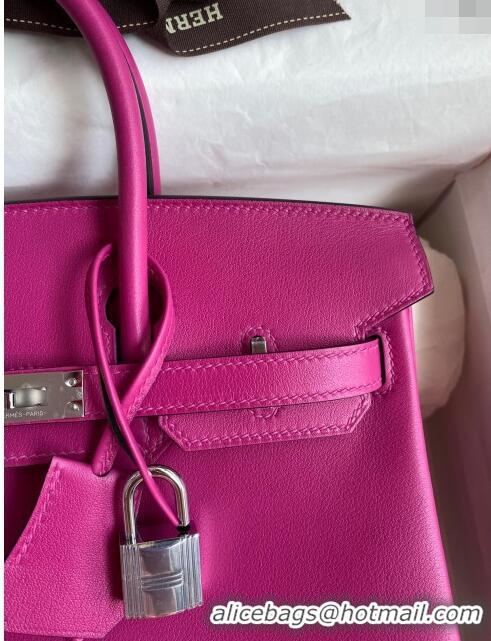 Top Quality Hermes Birkin 25cm Bag in Original Swift Leather H025 Rosy/Silver 2024 (Full Handmade)