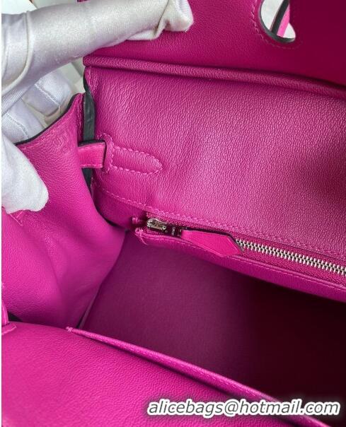 Top Quality Hermes Birkin 25cm Bag in Original Swift Leather H025 Rosy/Silver 2024 (Full Handmade)