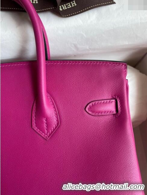 Top Quality Hermes Birkin 25cm Bag in Original Swift Leather H025 Rosy/Silver 2024 (Full Handmade)