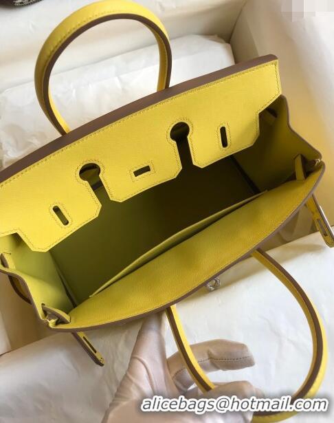 Well Crafted Hermes Birkin 25cm Bag in Original Swift Leather H025 Lemon Yellow/Silver 2024 (Full Handmade)