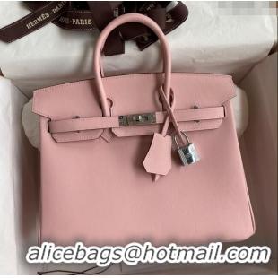 Luxury Discount Hermes Birkin 25cm Bag in Original Swift Leather H025 3Q Pink/Silver 2024 (Full Handmade)