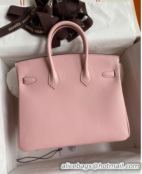 Luxury Discount Hermes Birkin 25cm Bag in Original Swift Leather H025 3Q Pink/Silver 2024 (Full Handmade)