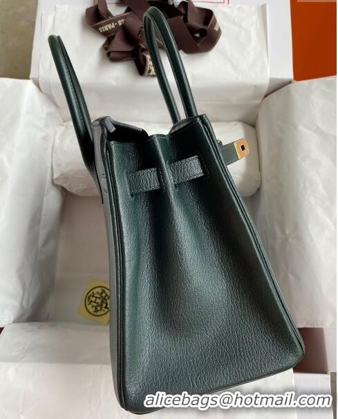 Super Quality Hermes Birkin 25cm Bag in Original Chèvre Leather H025 Deep Green/Gold 2024 (Full Handmade)