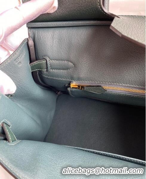 Super Quality Hermes Birkin 25cm Bag in Original Chèvre Leather H025 Deep Green/Gold 2024 (Full Handmade)