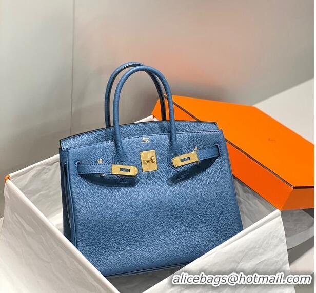 Buy Inexpensive Hermes Birkin 30cm Bag in Togo Leather 1227 Agate Blue 2023