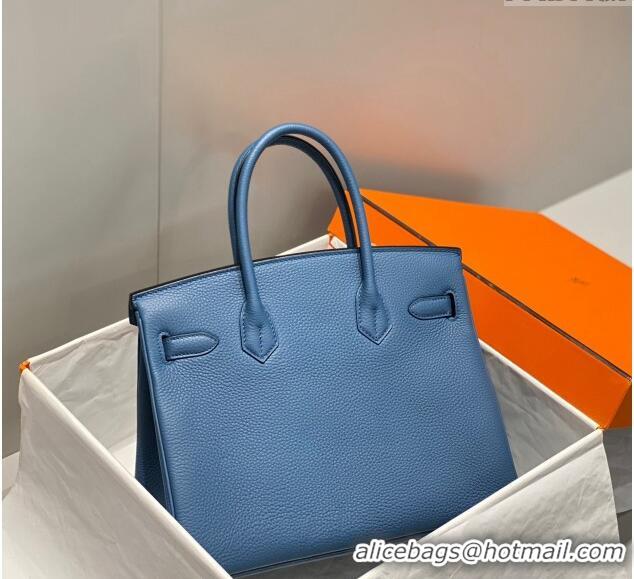 Buy Inexpensive Hermes Birkin 30cm Bag in Togo Leather 1227 Agate Blue 2023