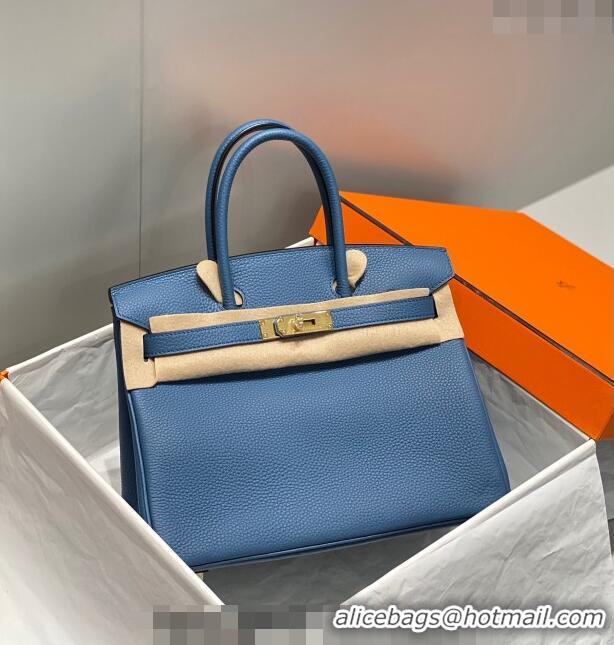 Buy Inexpensive Hermes Birkin 30cm Bag in Togo Leather 1227 Agate Blue 2023