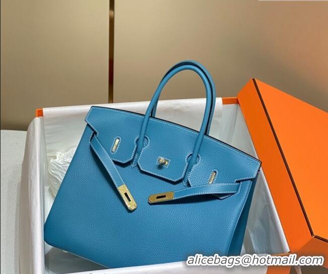 Low Cost Hermes Birkin 30cm Bag in Togo Leather 1227 Denim Blue 2023