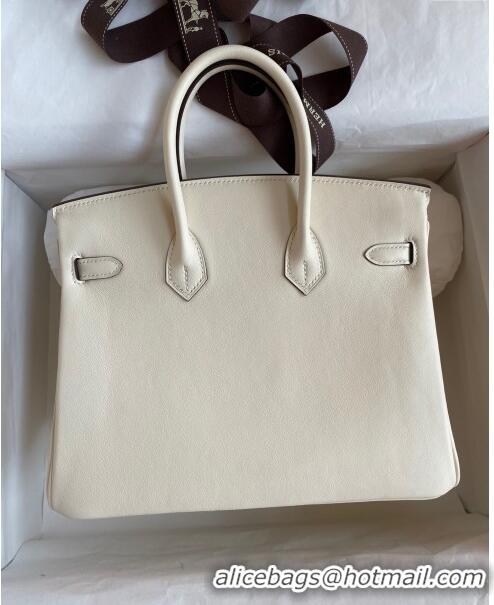 Shop Best Hermes Birkin 30cm Bag in Original Swift Leather H30 Cream White/Gold 2024 (Full Handmade)