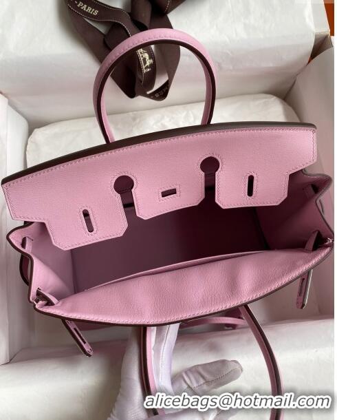 Top Grade Hermes Birkin 30cm Bag in Original Swift Leather H30 Mallow Purple/Silver 2024 (Full Handmade)