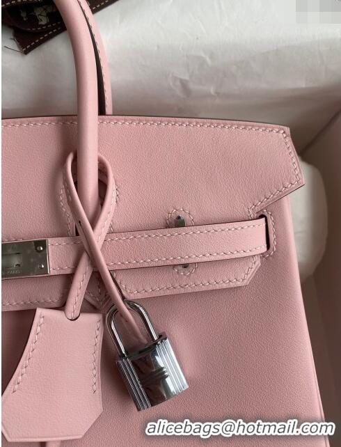 Best Price Hermes Birkin 30cm Bag in Original Swift Leather H30 3Q Pink/Silver 2024 (Full Handmade)