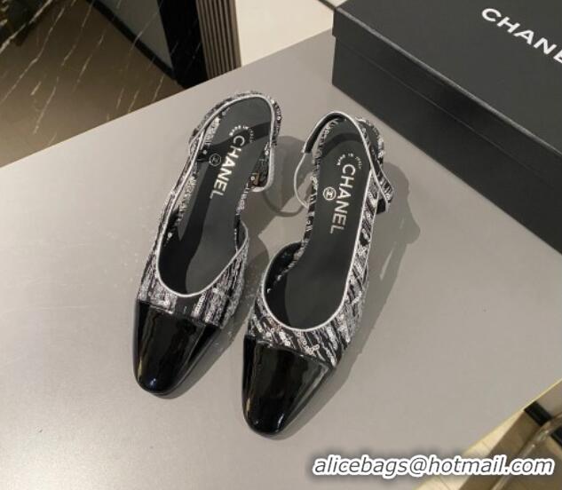 Most Popular Chanel Sequins & Patent Calfskin Slingbacks Pumps 6.5cm G31318 Black 423117