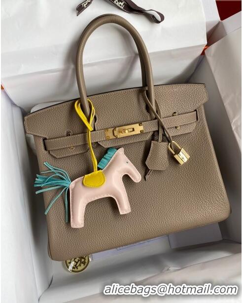 Super Quality Hermes Birkin 30cm Bag in Original Togo Leather Turtledove H30 Grey/Gold 2024 (Full Handmade)