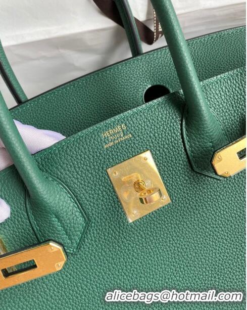 Reasonable Price Hermes Birkin 30cm Bag in Original Togo Leather H30 Peacock Green/Gold 2024 (Full Handmade)