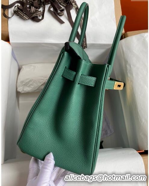 Reasonable Price Hermes Birkin 30cm Bag in Original Togo Leather H30 Peacock Green/Gold 2024 (Full Handmade)