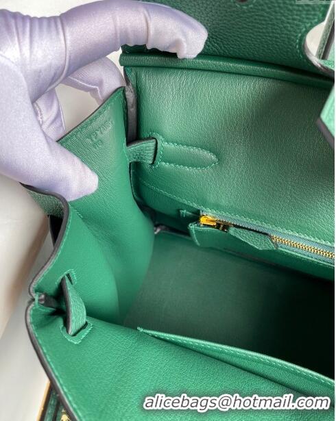 Reasonable Price Hermes Birkin 30cm Bag in Original Togo Leather H30 Peacock Green/Gold 2024 (Full Handmade)