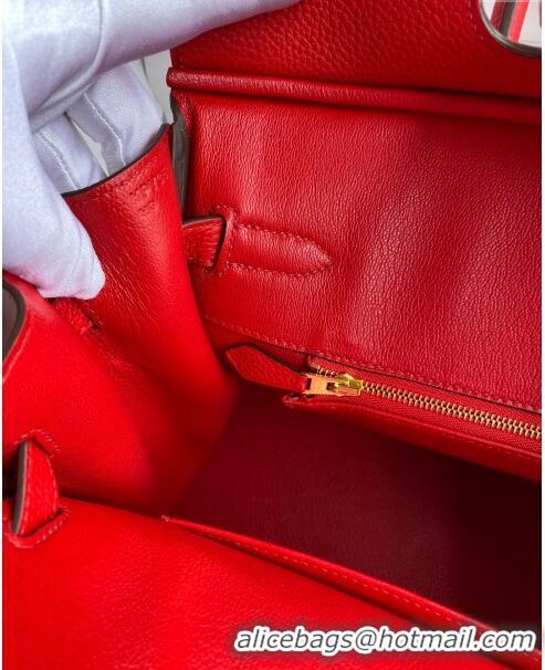 New Design Hermes Birkin 30cm Bag in Original Togo Leather H30 National Flag Red/Gold 2024 (Full Handmade)