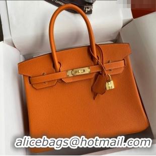 Well Crafted Hermes Birkin 30cm Bag in Original Togo Leather H30 Orange/Gold 2024 (Full Handmade)