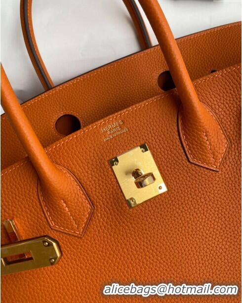 Well Crafted Hermes Birkin 30cm Bag in Original Togo Leather H30 Orange/Gold 2024 (Full Handmade)