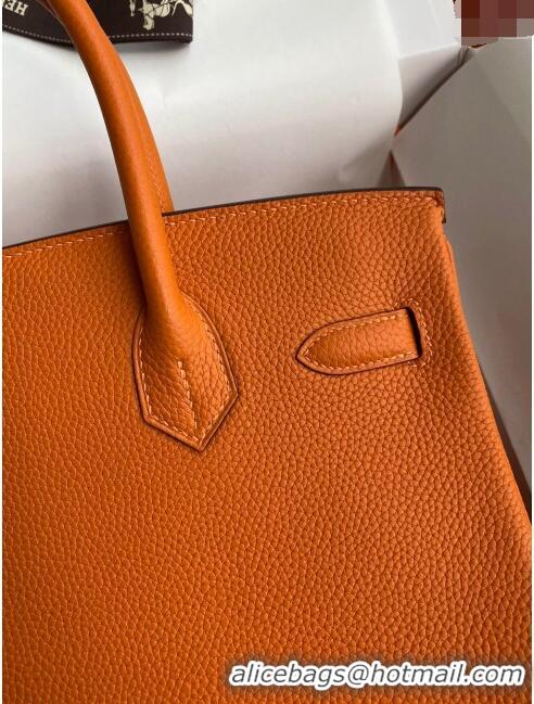 Well Crafted Hermes Birkin 30cm Bag in Original Togo Leather H30 Orange/Gold 2024 (Full Handmade)