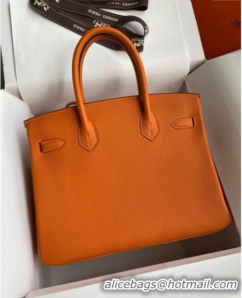 Well Crafted Hermes Birkin 30cm Bag in Original Togo Leather H30 Orange/Gold 2024 (Full Handmade)