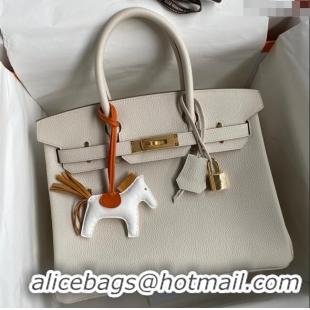 Top Grade Hermes Birkin 30cm Bag in Original Togo Leather H30 Milkshake White/Gold 2024 (Full Handmade)