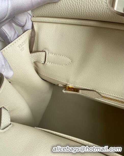 Top Grade Hermes Birkin 30cm Bag in Original Togo Leather H30 Milkshake White/Gold 2024 (Full Handmade)