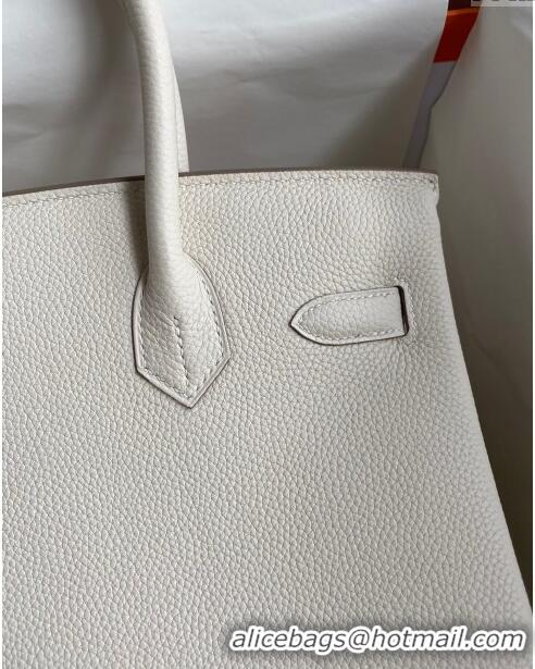 Top Grade Hermes Birkin 30cm Bag in Original Togo Leather H30 Milkshake White/Gold 2024 (Full Handmade)