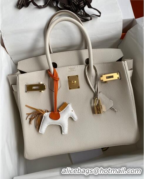 Top Grade Hermes Birkin 30cm Bag in Original Togo Leather H30 Milkshake White/Gold 2024 (Full Handmade)