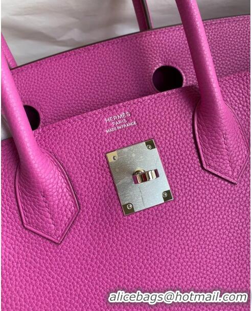 Luxurious Hermes Birkin 30cm Bag in Original Togo Leather H30 Yulan Pink/Silver 2024 (Full Handmade)