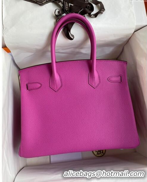 Luxurious Hermes Birkin 30cm Bag in Original Togo Leather H30 Yulan Pink/Silver 2024 (Full Handmade)