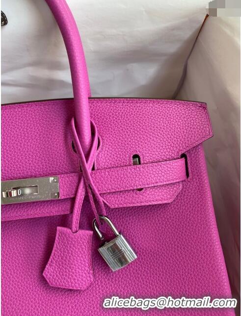 Luxurious Hermes Birkin 30cm Bag in Original Togo Leather H30 Yulan Pink/Silver 2024 (Full Handmade)