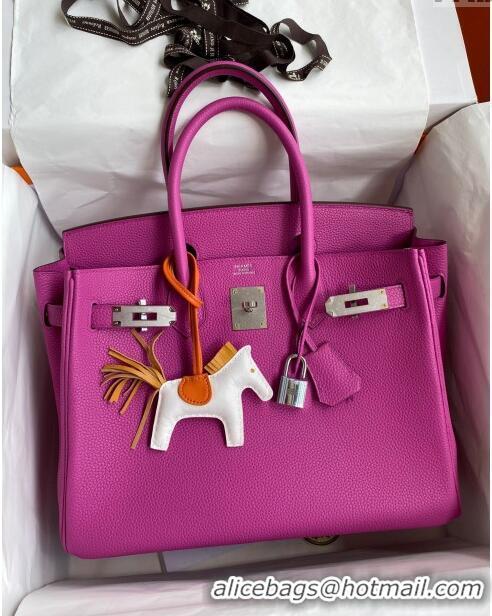 Luxurious Hermes Birkin 30cm Bag in Original Togo Leather H30 Yulan Pink/Silver 2024 (Full Handmade)