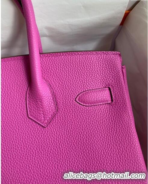 Luxurious Hermes Birkin 30cm Bag in Original Togo Leather H30 Yulan Pink/Silver 2024 (Full Handmade)