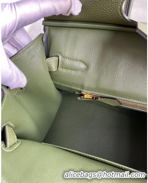 Good Looking Hermes Birkin 30cm Bag in Original Togo Leather H30 Jungle Green/Gold 2024 (Full Handmade)