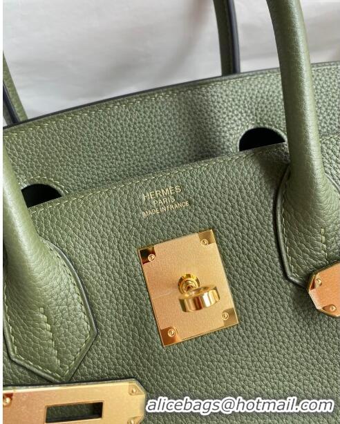 Good Looking Hermes Birkin 30cm Bag in Original Togo Leather H30 Jungle Green/Gold 2024 (Full Handmade)