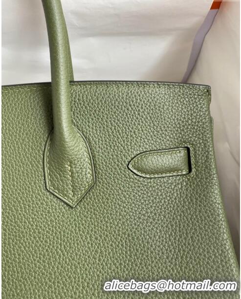 Good Looking Hermes Birkin 30cm Bag in Original Togo Leather H30 Jungle Green/Gold 2024 (Full Handmade)