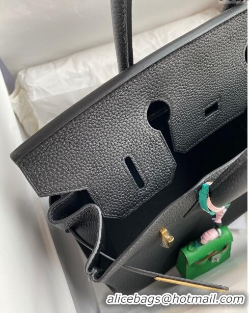 Top Quality Hermes Birkin 30cm Bag in Original Togo Leather H30 Black/Gold 2024 (Full Handmade)