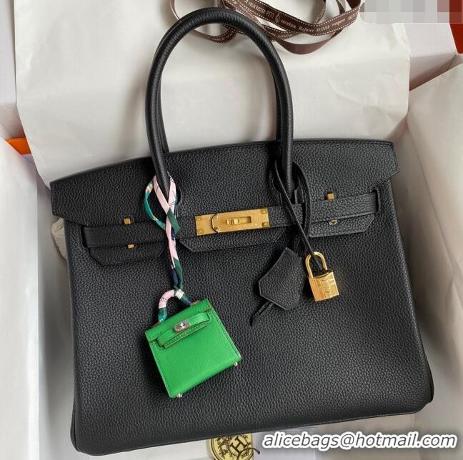 Top Quality Hermes Birkin 30cm Bag in Original Togo Leather H30 Black/Gold 2024 (Full Handmade)