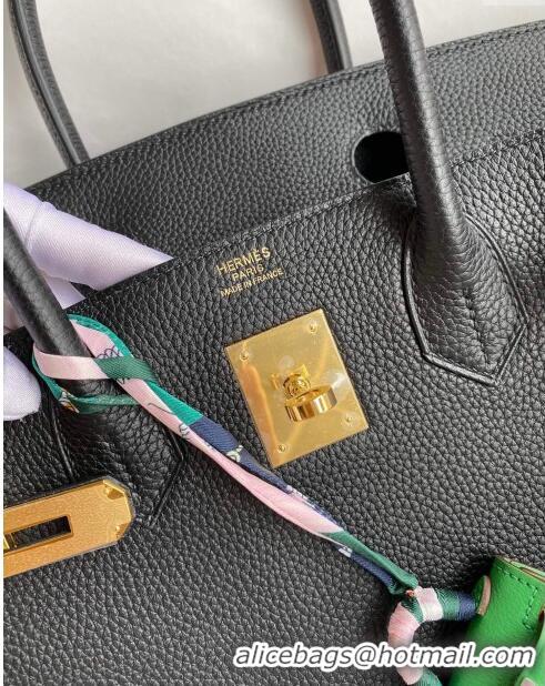 Top Quality Hermes Birkin 30cm Bag in Original Togo Leather H30 Black/Gold 2024 (Full Handmade)