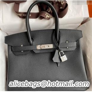 New Style Hermes Birkin 30cm Bag in Original Togo Leather H30 Black/Silver 2024 (Full Handmade)