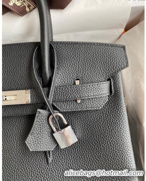 New Style Hermes Birkin 30cm Bag in Original Togo Leather H30 Black/Silver 2024 (Full Handmade)