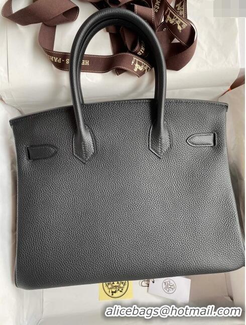 New Style Hermes Birkin 30cm Bag in Original Togo Leather H30 Black/Silver 2024 (Full Handmade)