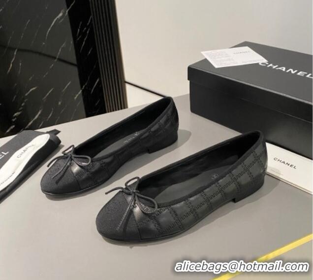 Stylish Chanel Quilted Lambskin & Grosgrain Ballet Flat with Bow G45591 Black 423135