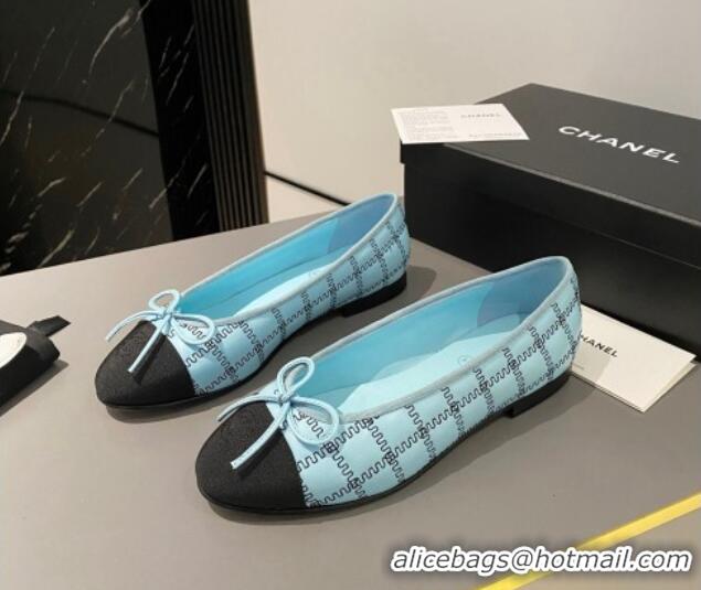 AAAAA Chanel Quilted Lambskin & Grosgrain Ballet Flat with Bow G45591 Light Blue 423136