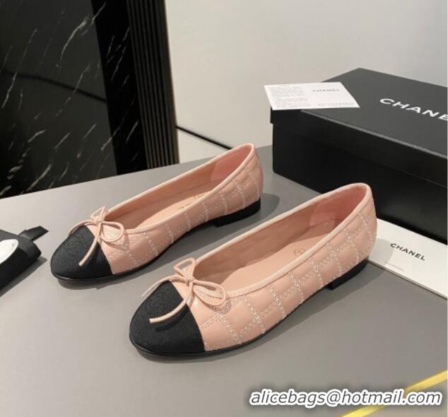 Duplicate Chanel Quilted Lambskin & Grosgrain Ballet Flat with Bow G45591 Pink 423139