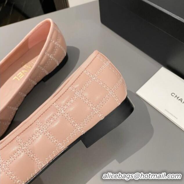 Duplicate Chanel Quilted Lambskin & Grosgrain Ballet Flat with Bow G45591 Pink 423139