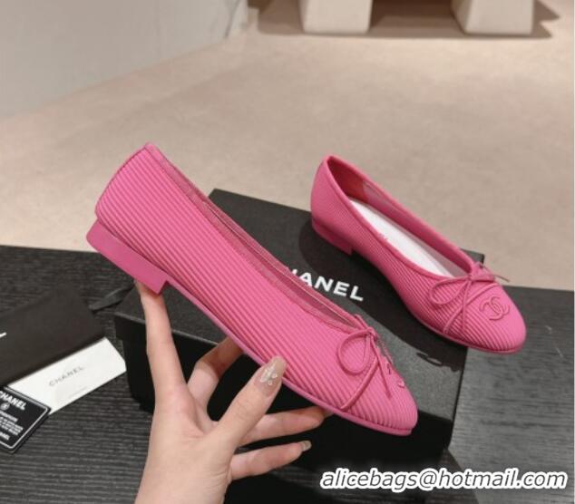 Affordable Price Chanel Striped Fabric Ballet Flat with Bow G45512 Pink 423140