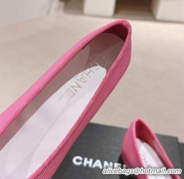 Affordable Price Chanel Striped Fabric Ballet Flat with Bow G45512 Pink 423140