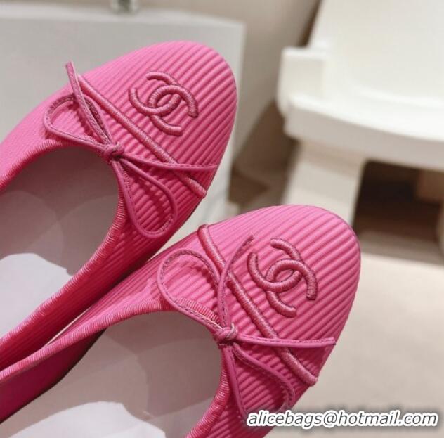 Affordable Price Chanel Striped Fabric Ballet Flat with Bow G45512 Pink 423140